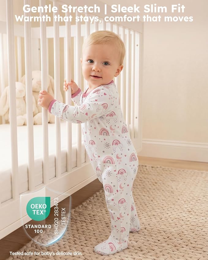 Baby Girl Sleepers 100% Cotton Footie Pajamas Newborn 0-3 3-6 6-9 Months - Image 6