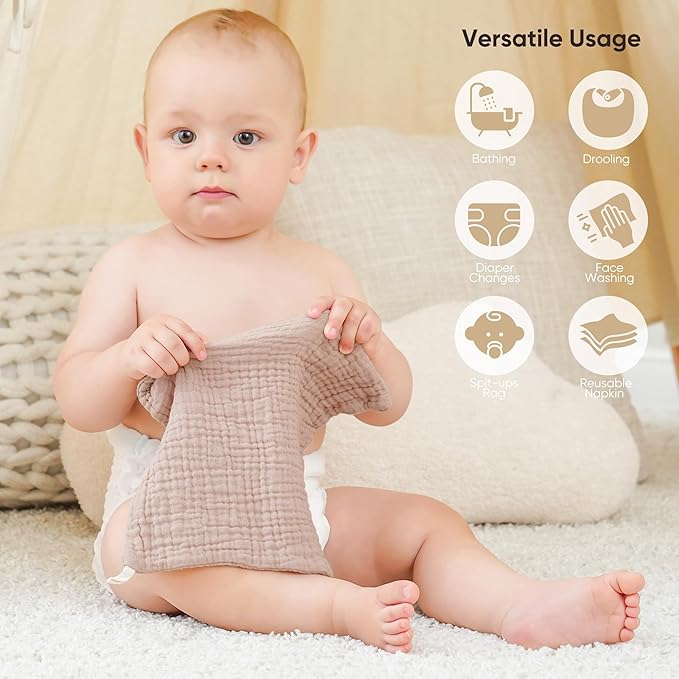 Bearmoss Muslin Burp Cloths 100% Cotton Cloths Baby Burp Cloths Muslin - Image 6