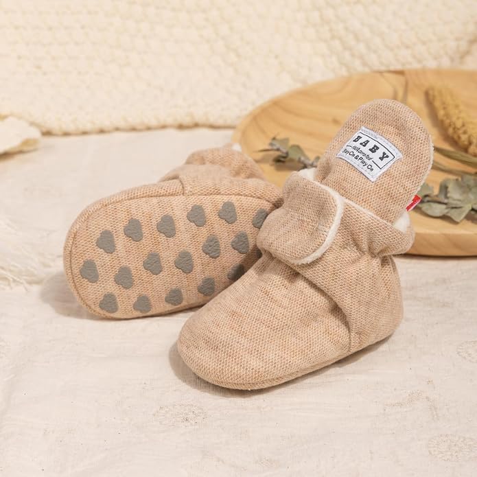 Babelvit Newborn Baby Boy Girl Soft Fleece Booties Stay On Infant Slippers - Image 4