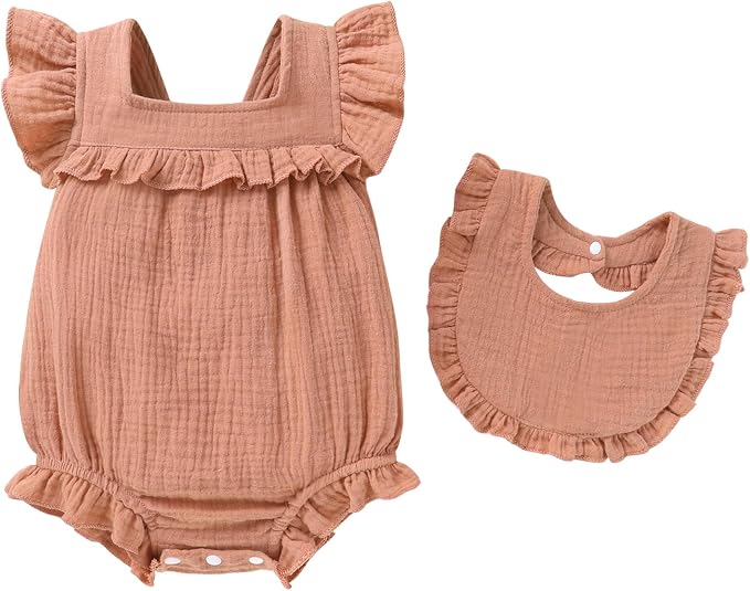 YOUNGER TREE Baby Girl Romper 100% Cotton Ruffle Sleeveless Summer Outfit by YOUNGERTREE