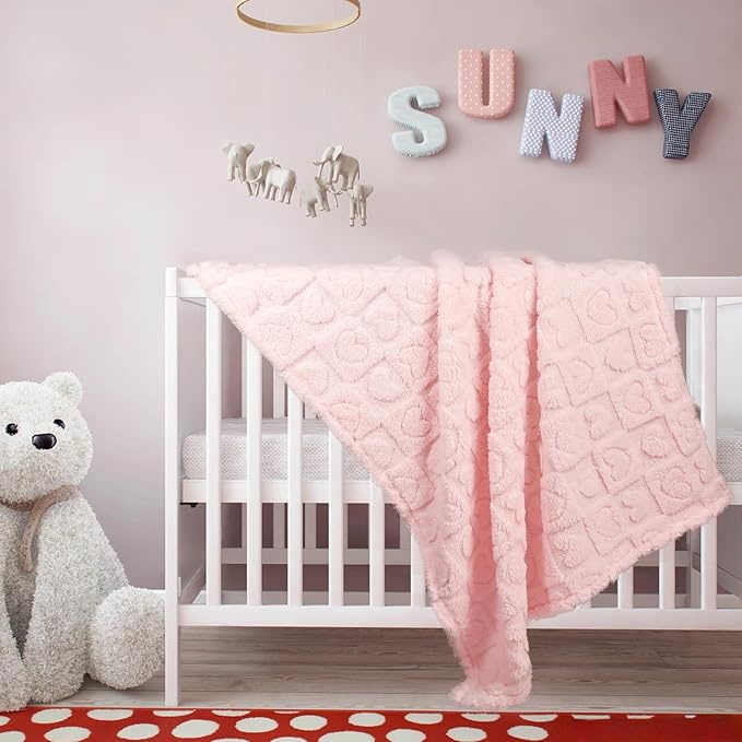 5 Pcs Baby Blanket Heart Checkered Ultra Soft Gift-Ready Plush - Image 5
