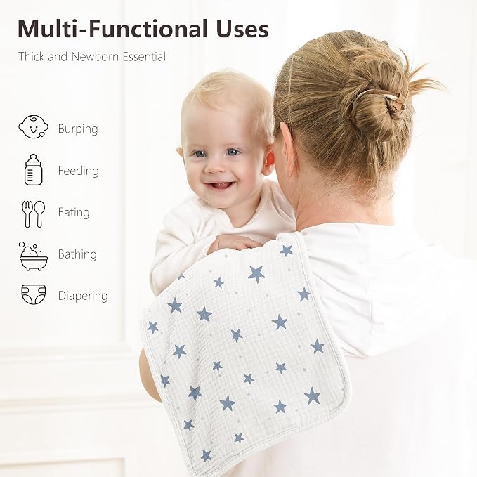 Susurration Muslin Burp Cloths, Soft Baby Burping Cloths - Image 3