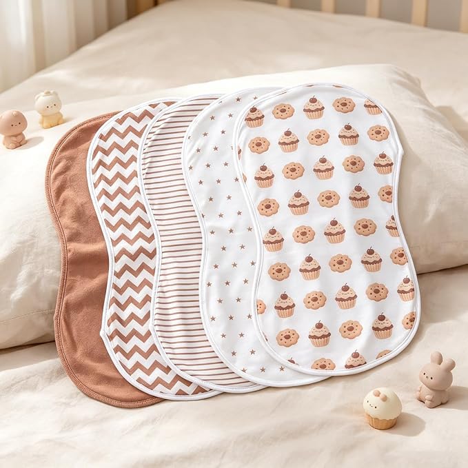 sleepyturtle Pack of 5, Baby Burp Cloths, Soft and Absorbent - Image 2