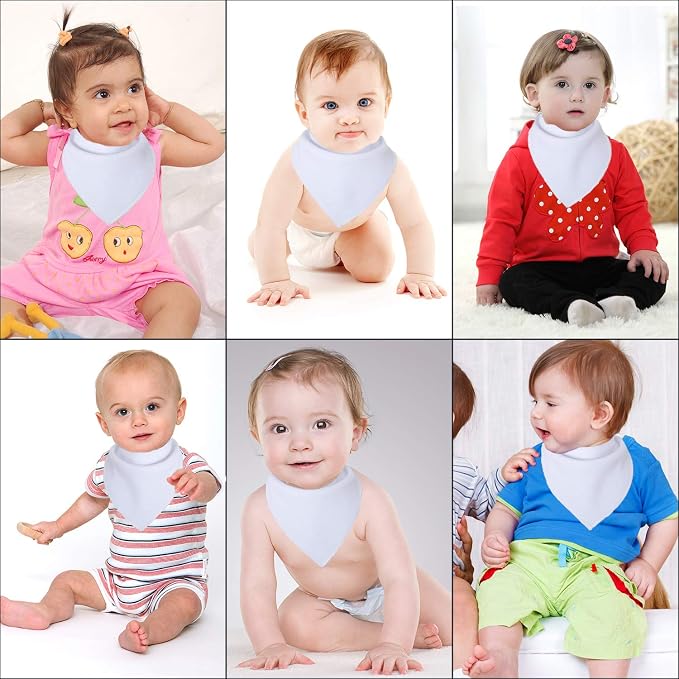Cotton White Bandana Drool Bibs - Image 4