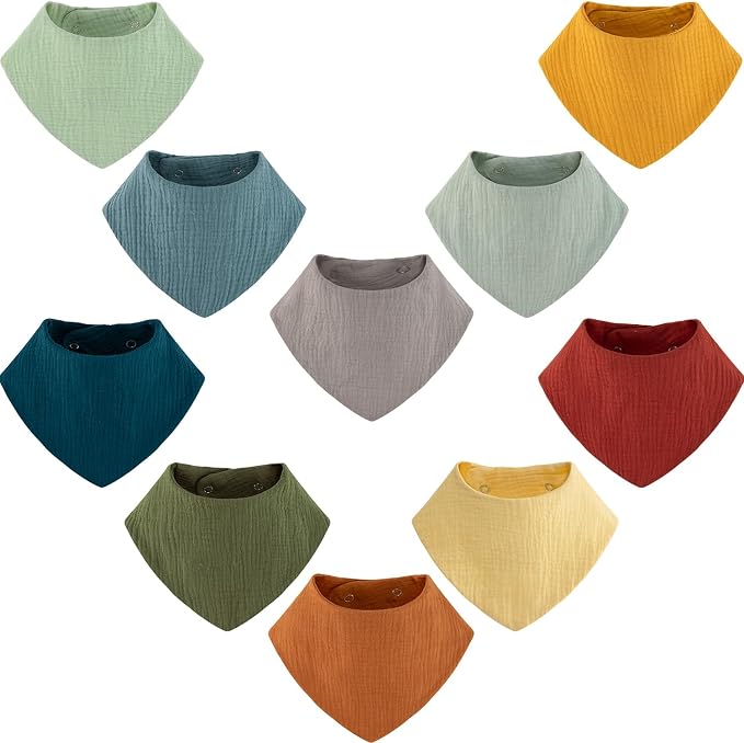 Muslin Baby Bibs Bandana Drool Bibs 100% Cotton Absorbent Soft Reversible by vuminbox