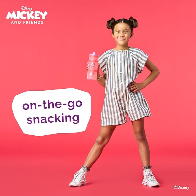 Whiskware Disney Stackable Snack Containers for Kids and Toddlers, 3 Stackable Snack Cups for School and Travel, Minnie and Daisy