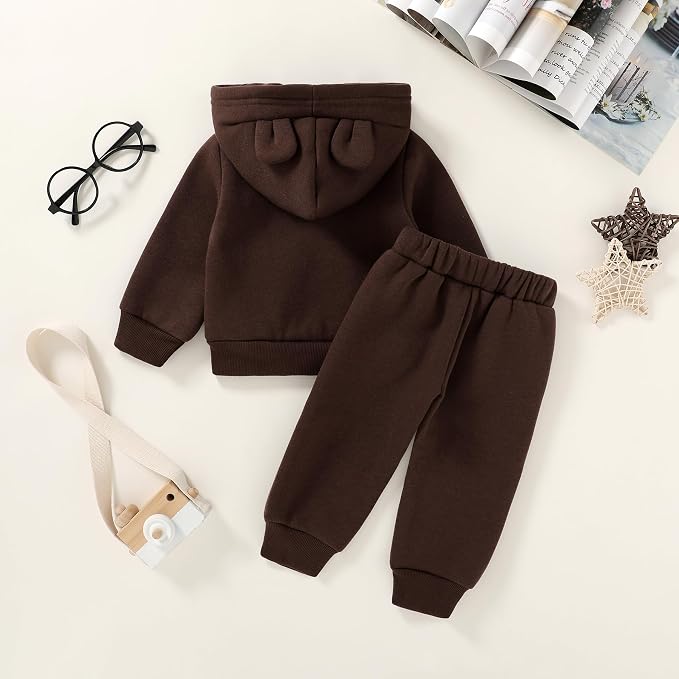 Happy Town Baby Clothes for Girls Boys Clothes Solid Color Zipper Hoodie and - Image 2