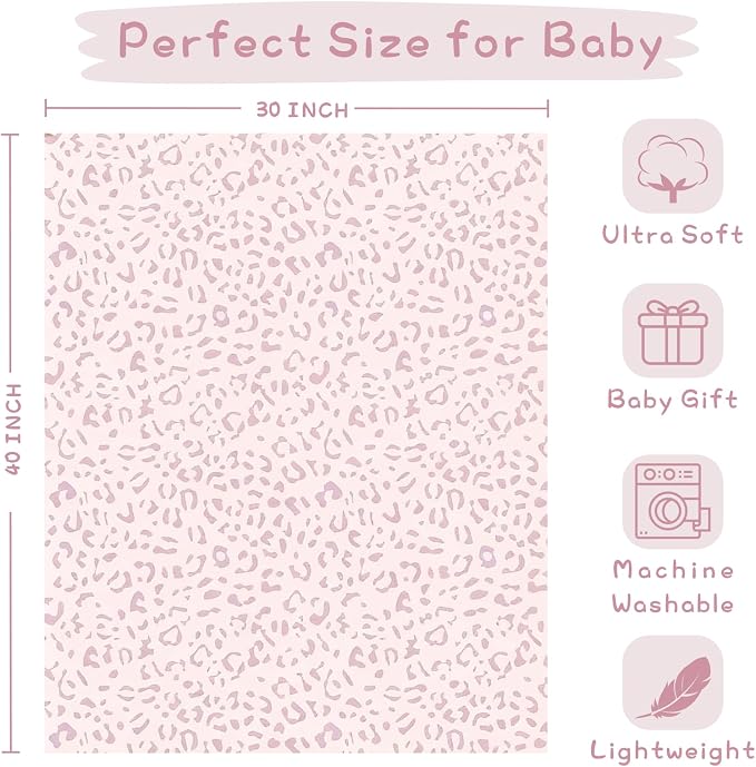 Yurhap Leopard Print Baby Blanket Fleece Baby Blankets - Image 4