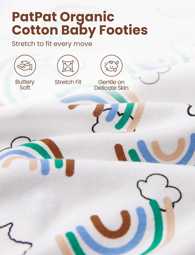 PATPAT Organic Cotton Baby Footie Pajamas - Image 4