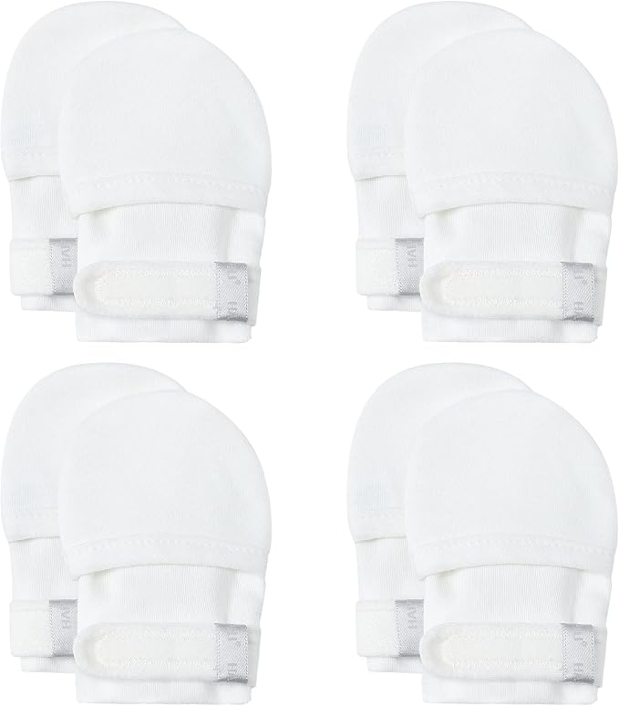 Baby Newborn No Scratch Mittens Stay On, 100% Cotton Adjustable 0-12M | Soft by HAPIU
