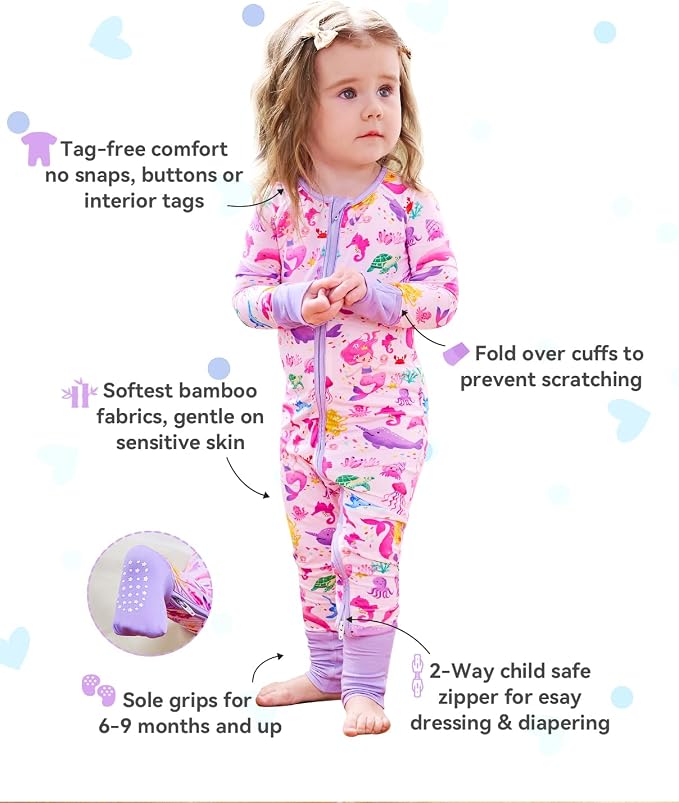 babee Reshinee Viscose derived from bamboo Baby Pajamas Convertible Footie - Image 2