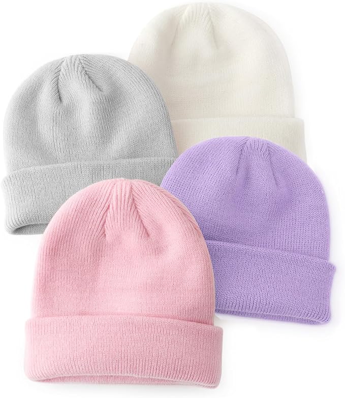 DRESHOW BQUBO 3 Pack Baby Beanies Toddler Kids Winter Hats Soft Knit Hat by DRESHOW