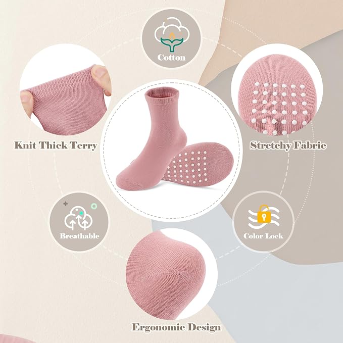 Baby Toddlers Crew Socks with Non-Slip Grip 12 Pack Cotton Stretch Socks | Soft - Image 4