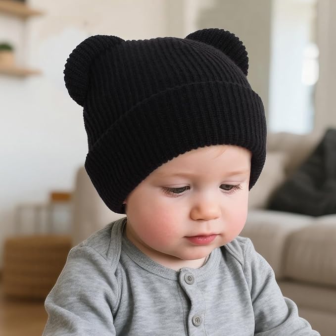 Baby Beanie Cute Toddler Winter Hat 3 Pack Soft Double Layers Knit Warm Cap - Image 7