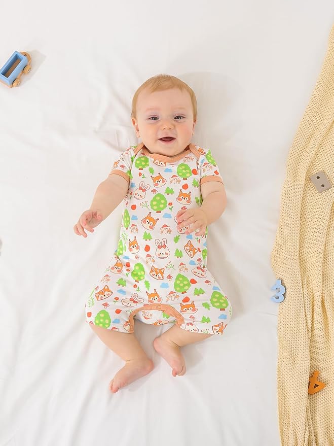 GUISBY Baby Rayon Romper Pajamas, 0-24M | Silky Soft Feel，Snap Closure，Footless - Image 3