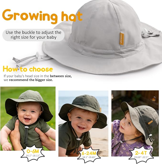 Baby Girl Sun Hat with UPF 50+ Outdoor Adjustable Toddler Beach Hat with Wide - Image 6