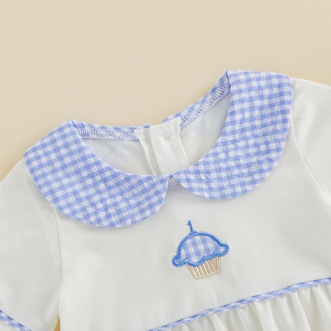 Baby Boy Girl Bubble Romper Short Sleeve Collar Summer Bodysuit - Image 4