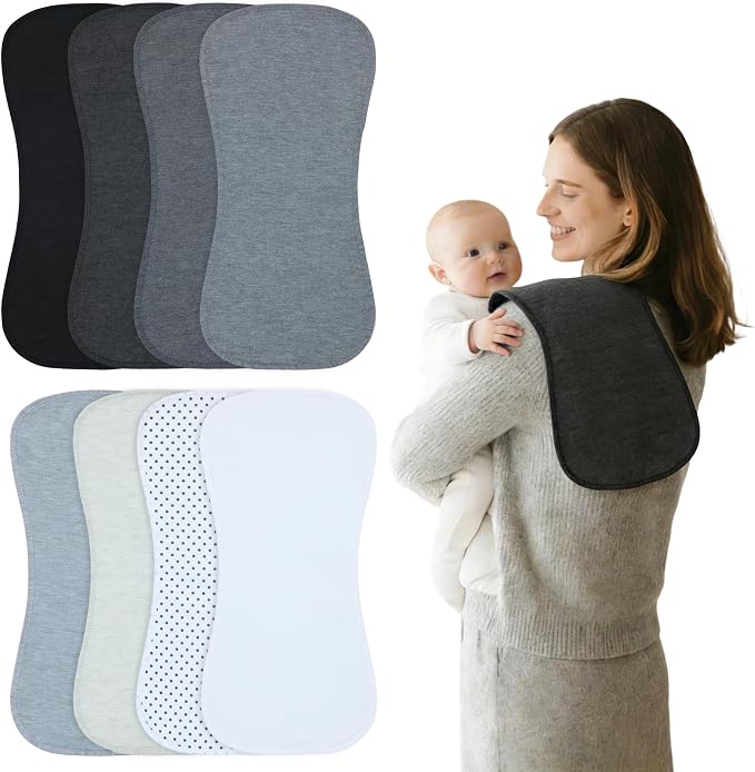 Baby Burp Cloths 8-Pack, Waterproof Burping Cloths, 4-Layer Super Absorbent & by Benoxine
