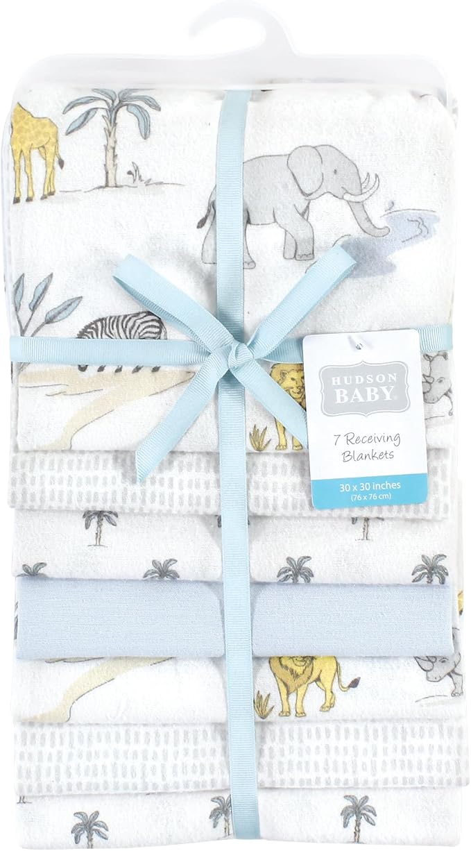 Little Treasure Hudson Baby Cotton Poly Flannel Receiving Blankets Multipack - Image 2