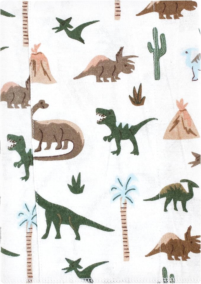 Luvable Friends Hudson Baby Flannel Burp Cloths 7pk, Vintage Dino - Image 2