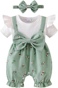 YINGISFITM Newborn Baby Girl Summer Clothes Short Sleeve Bubble Romper Bow by YINGISFITM