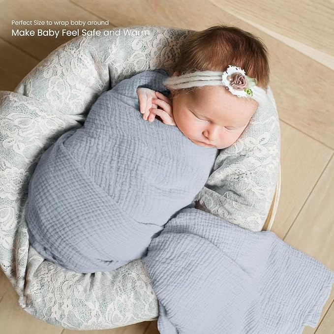 lulumoon Muslin Swaddle Blanket Baby: Cotton Receiving Wrap - Image 2