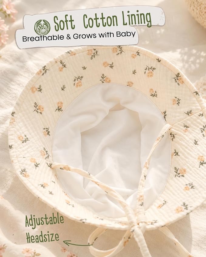 FURTALK Baby Sun Hat Muslin Cotton Toddler Bucket Hat - Image 6