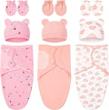 3 Pack Preemie Swaddle with Hat and Mittens Set, Adjustable Cotton Swaddle by Flasoo