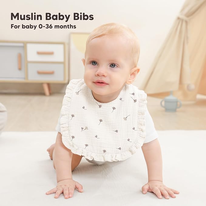 Bearmoss 8 Pack Muslin Baby Bibs - Image 3