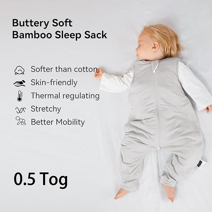 BubblePanda Rayon Made from Bamboo Toddler Sleep Sack with Feet 24-36 Months 0.5 Tog Ultra Soft Toddler Sleeping Sack 2t-3t Baby Sleep Bag Walker Wearable Blanket with Legs 2-Way Zipper Lightweight