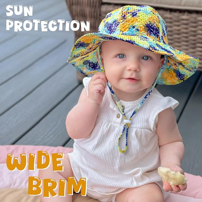 HONGTEYA Baby Sun Hat Wide Brim Adjustable Toddler Beach Bucket Hat | Soft - Image 3