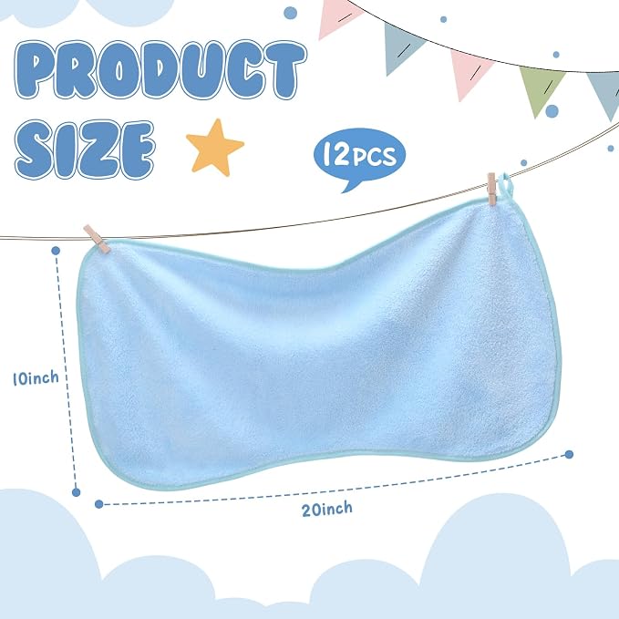 Hahafelt 12 Pack Blue Baby Burp Cloths - Image 2