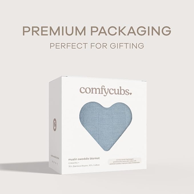 Comfy Cubs Muslin Swaddle Blankets Pack of 1, 47 x 47 Inch Soft Cotton Baby - Image 4