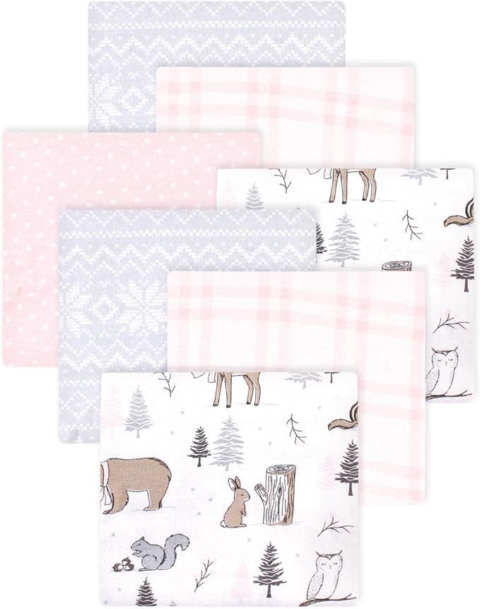 Little Treasure Hudson Baby Cotton Poly Flannel Receiving Blankets Multipack by HudsonBaby