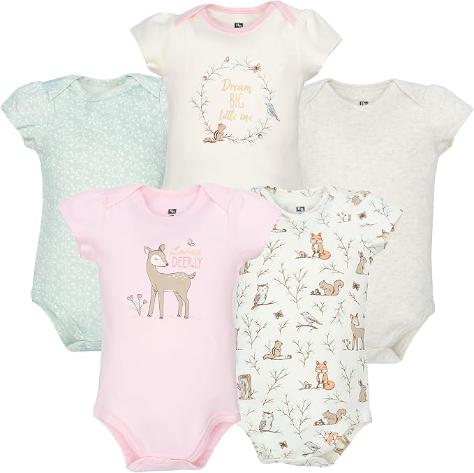 Hudson Baby Infant Girls Cotton Bodysuits 5-Pack by HudsonBaby