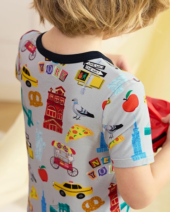 babee Reshinee Bamboo Viscose Toddler Boys Pajamas Set, Short Sleeve Kids - Image 6