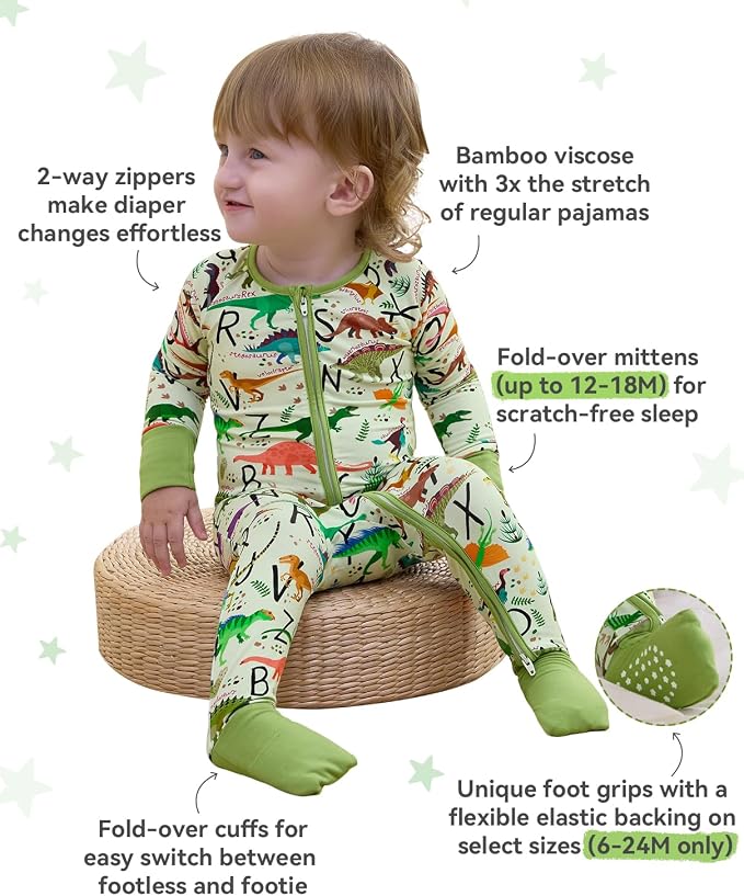 babee Reshinee Bamboo Viscose Baby Footie Pajama, Zipper Sleeper Boys Girls | - Image 3