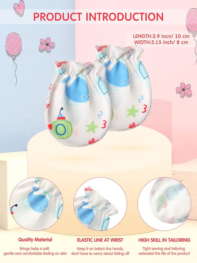Syhood 20 Pairs Newborn Baby No Scratch Mittens Boy Girl Infant Toddler Unisex - Image 4