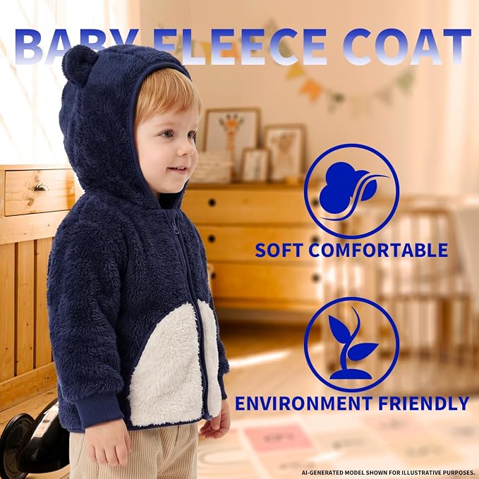Baby Girl Winter Warm Fleece Jacket Toddler Boy Sherpa Infant Sweater Coat | - Image 3