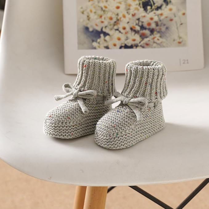 LAWKUL Baby Beanie and Booties 2-Piece Set | Newborn, Knit Hat, Cotton Sock - Image 7