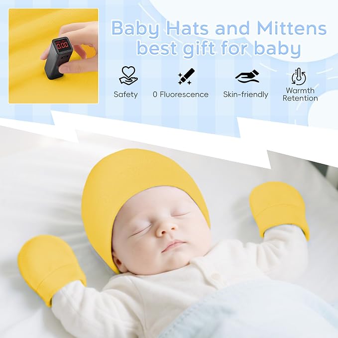 Zando Anti-Scratch Baby Hats Mittens Warm Newborn Infant Boys Girls 0-6M | - Image 2