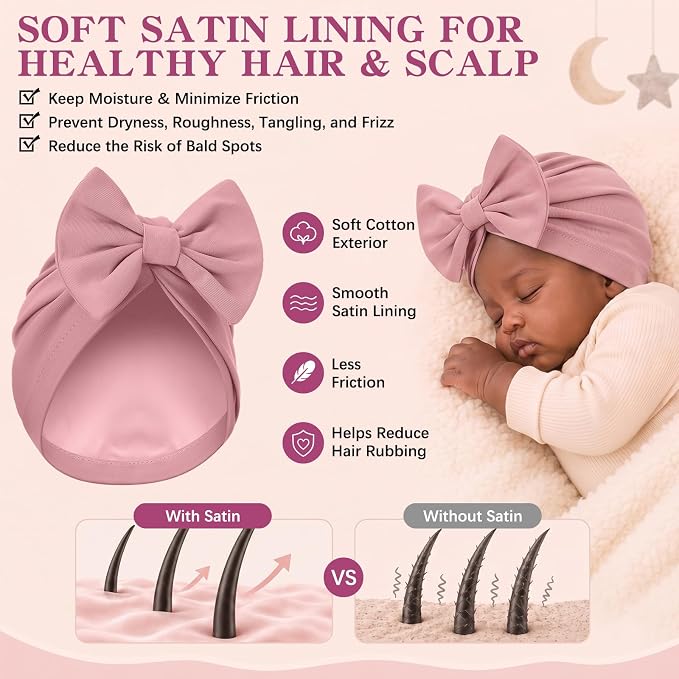 6 Pcs Newborn Satin Bonnet for Infant Months - Image 2