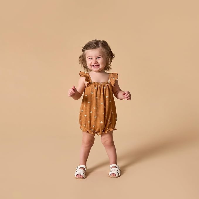 Modern Moments by Gerber Baby Girls' Mini Flutter Sleeve Bubble Romper - Image 4