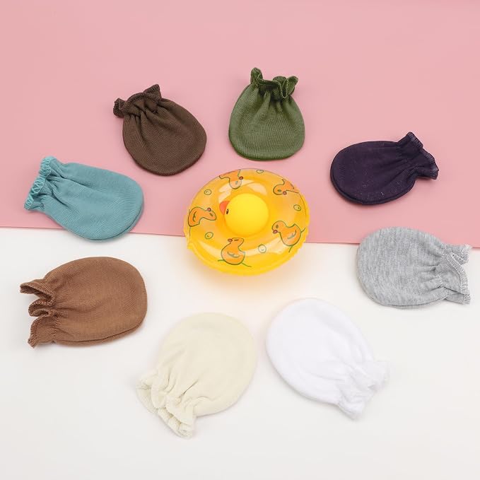 AQOKKA Newborn Baby Mittens No Scratch Cotton Elastic Wrist Gloves Infant - Image 4