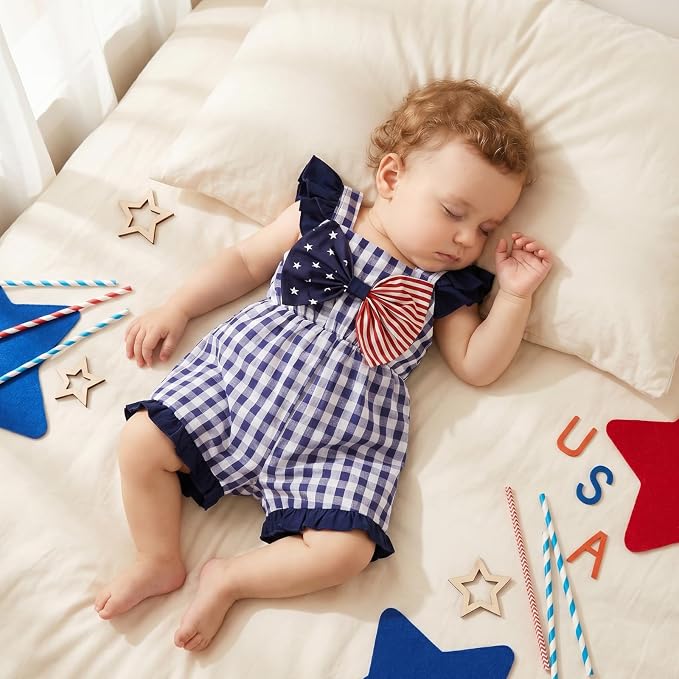 Little Girl Romper Toddler Overalls Summer Bow Jumpsuit Boho Outfit 6M-5T - Image 5