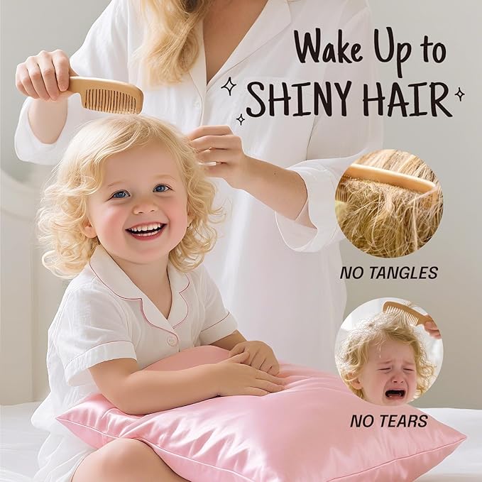 OLESILK 100% Mulberry Silk Toddler Pillowcase for Hair and Skin, Both Sides 19 Momme Pure Natural Silk Travel Pillow Cases with Hidden Zipper, 13"x 18", Plum