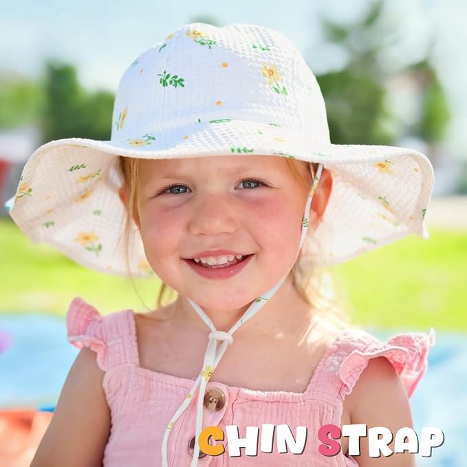 HONGTEYA Baby Sun Hat Wide Brim Adjustable Toddler Beach Bucket Hat | Soft - Image 4