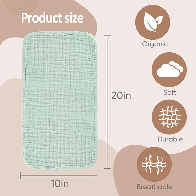 MIGIOL Muslin Burp Cloths 100% Cotton Pack of 12. Soft, Gentle & Absorbent Baby - Image 2