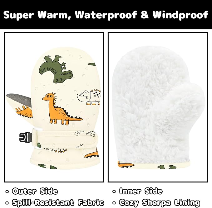 Olreco Baby Toddler Mittens Waterproof Infant Baby Winter Mittens Toddler Snow - Image 2