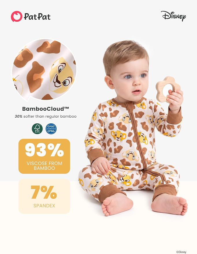 Disney Baby Viscose Made from Bamboo 2-Way Zipper Footie Outfit NB to Inf - Image 5